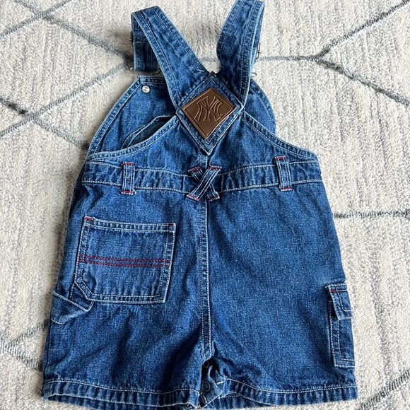 Vintage New York Yankees Denim Overalls SZ 12 months Embroidered Denim Shortalls - Picture 5 of 8